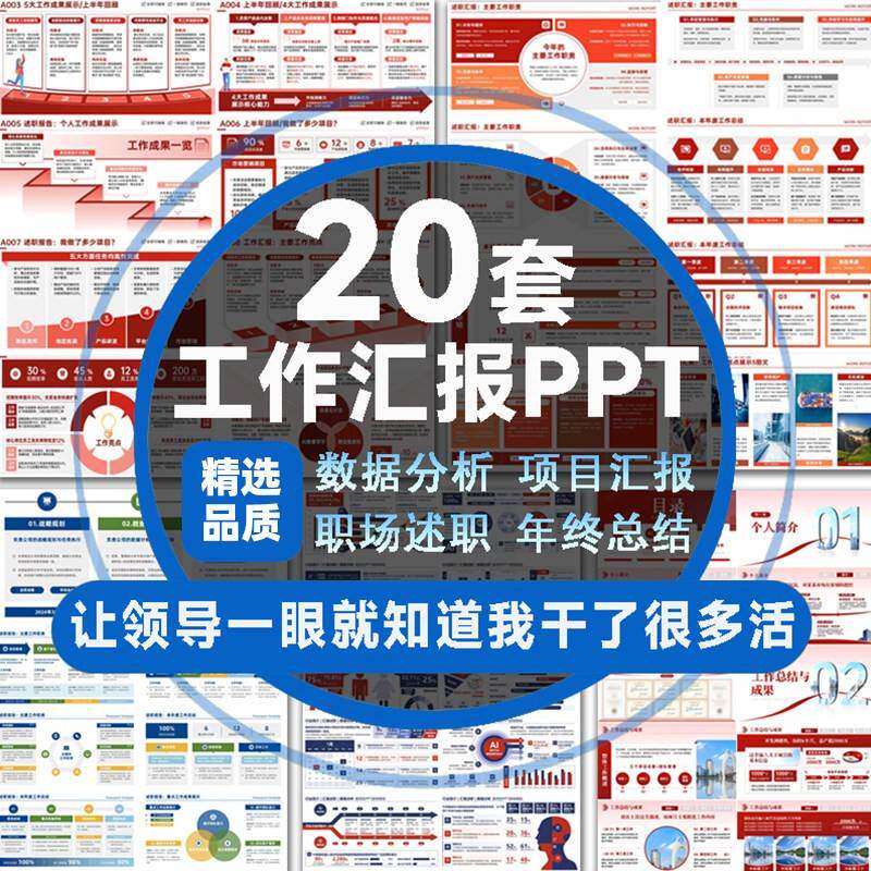ppt模板工作汇报高级红色商务个人项目述职报告季度年中总结复盘a