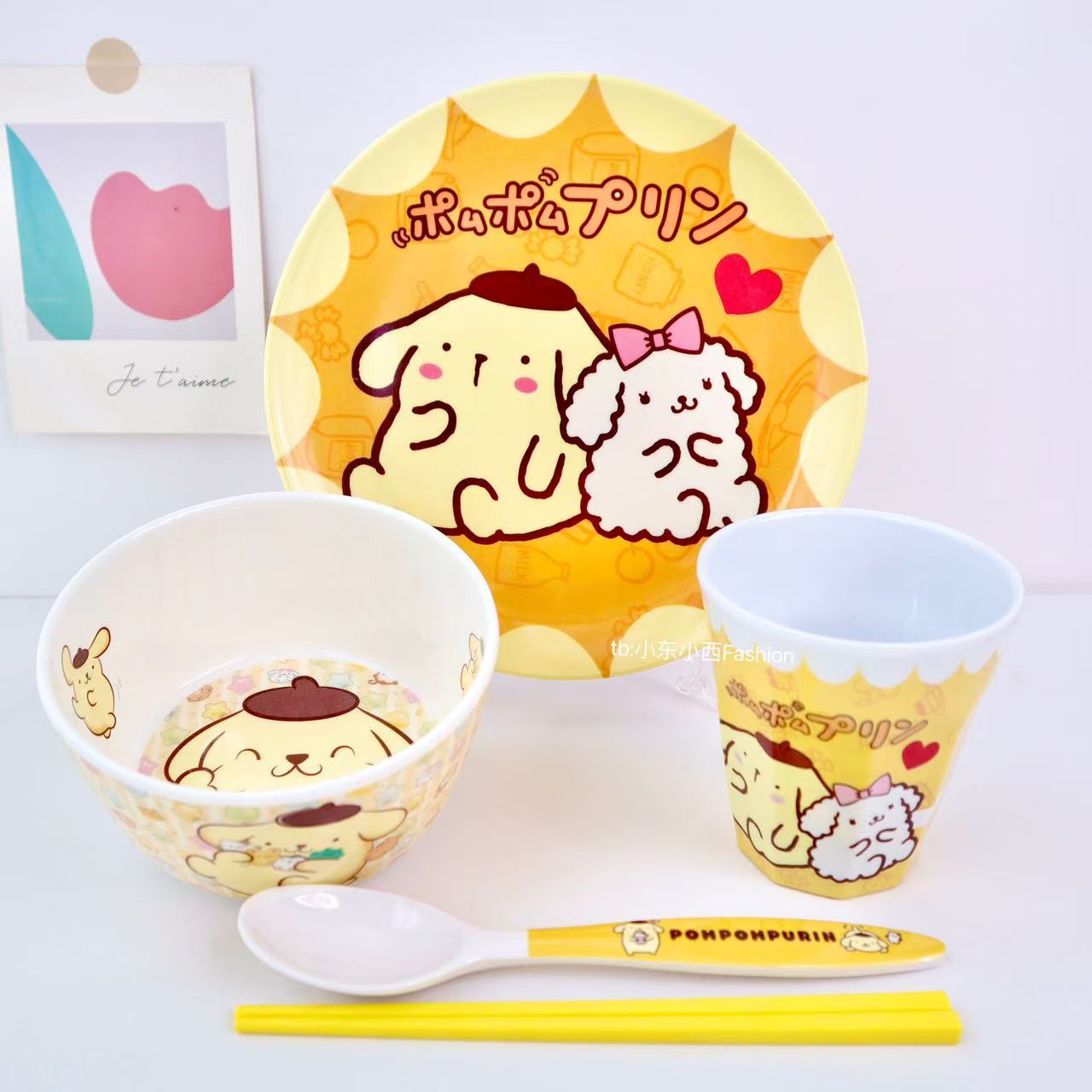 新款布丁狗餐具套装家用饭碗可爱宝宝防烫吃饭碗防摔餐盘碗勺杯盘