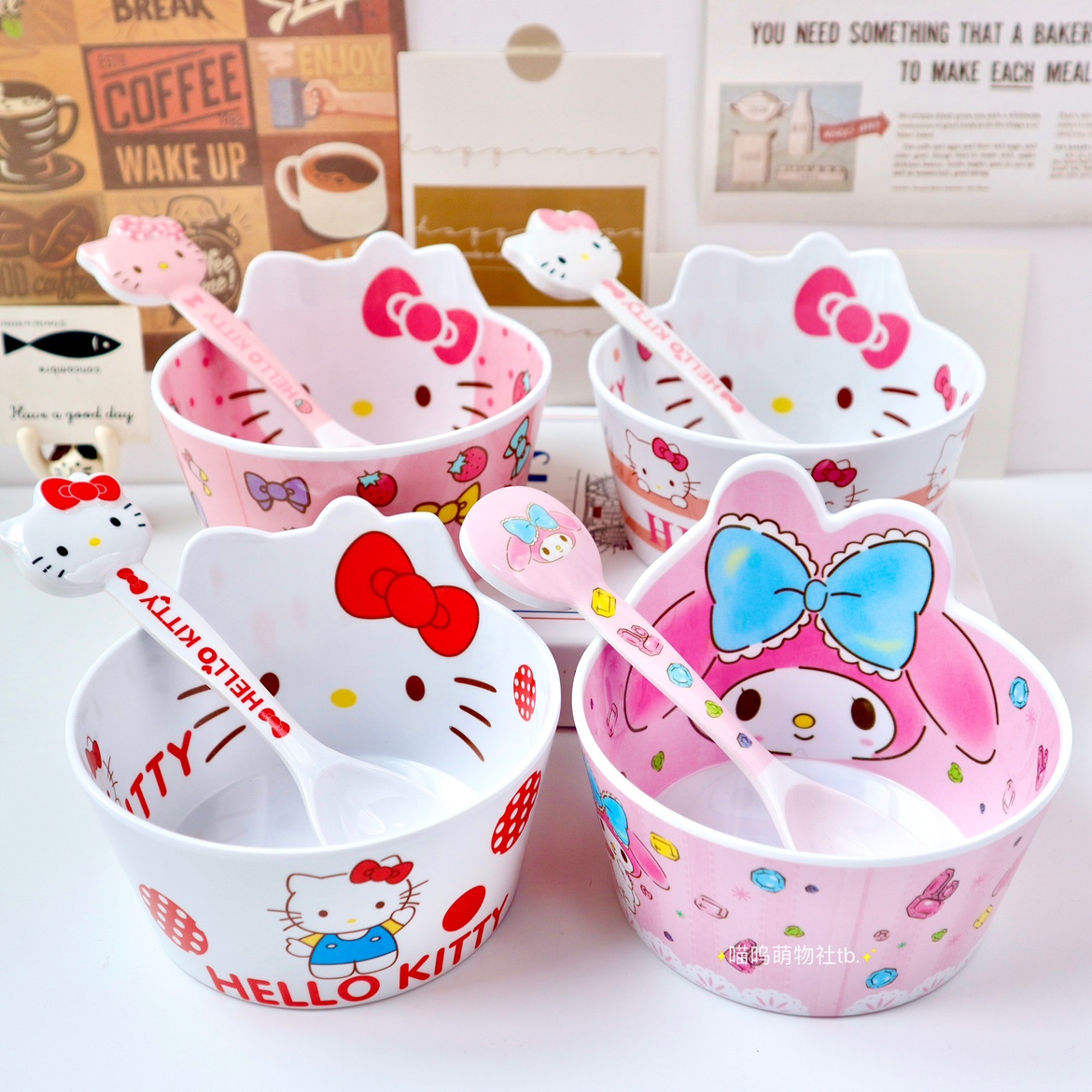 hellokitty餐具卡通三丽鸥泡面碗家用仿陶瓷宿舍用学生吃饭高颜值