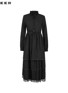 【一一专属】木耳边圆领收腰蛋糕裙衬衫裙S241Z1269