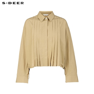 25年OL风翻领压褶印花长袖 衬衫 S25380512 甜甜粉丝专享