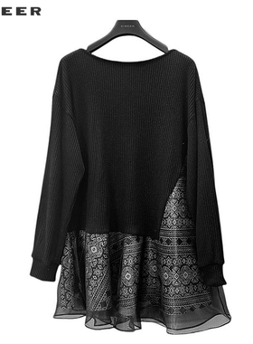 【甜甜粉丝专享】时尚圆领撞色印花网纱长袖外套S251Z2202