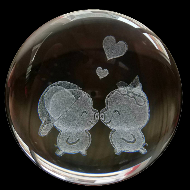 可爱小猪白水晶球音乐盒摆件旋转创意生日结婚礼物送女友闺蜜新房