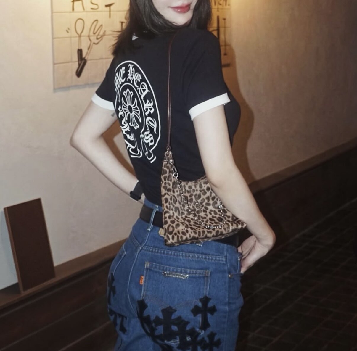 Chrome SS26 CH梵文印花短袖T恤男女同款火焰圆领显瘦拼色插肩袖
