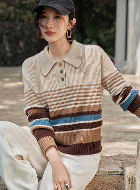 帕什羊绒衫女100%山羊绒25秋冬新堆堆领提花针织毛衣JFNZ000102