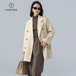 帕什双面骆驼绒大衣女30%骆驼绒秋冬短款毛呢外套 RT-A02