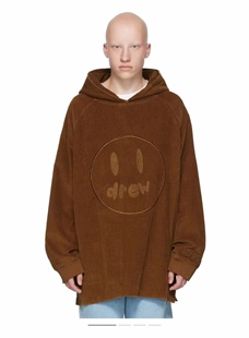 卫衣 灯芯绒帽子长袖 猪窝笑脸 咖色 Dre 男女比伯款 捡漏合作款