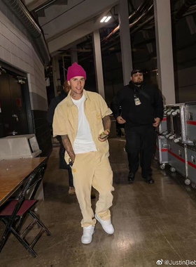 Dre JustinBieber上身款 猪窝笑脸灯芯绒工装长裤 杏色 男女可穿