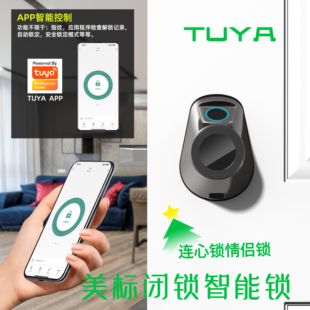 智能锁美标跨境专供呆锁tuya指纹锁木门锁智能门锁可替换球形锁