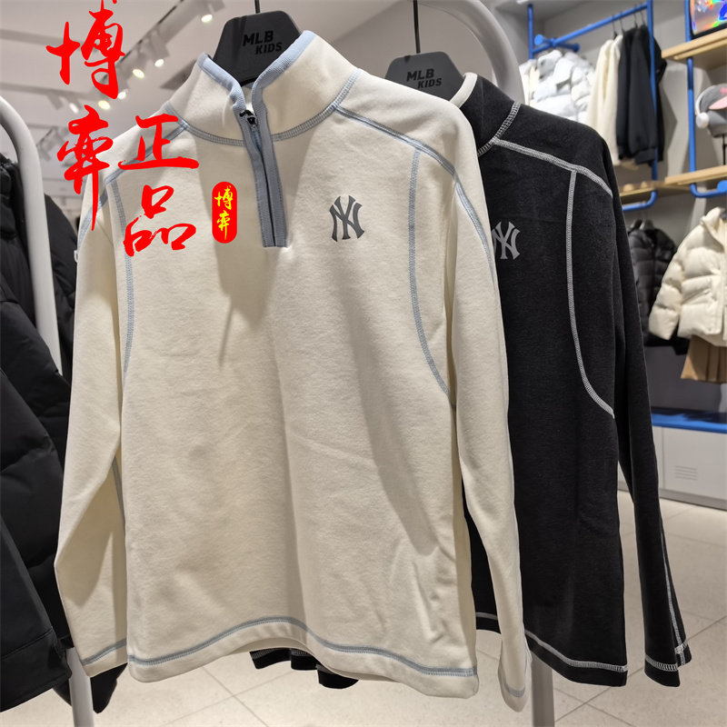 MLB 儿童卫衣25冬新款男女童时尚舒适纯色加绒保暖T恤衫7ATSB2356