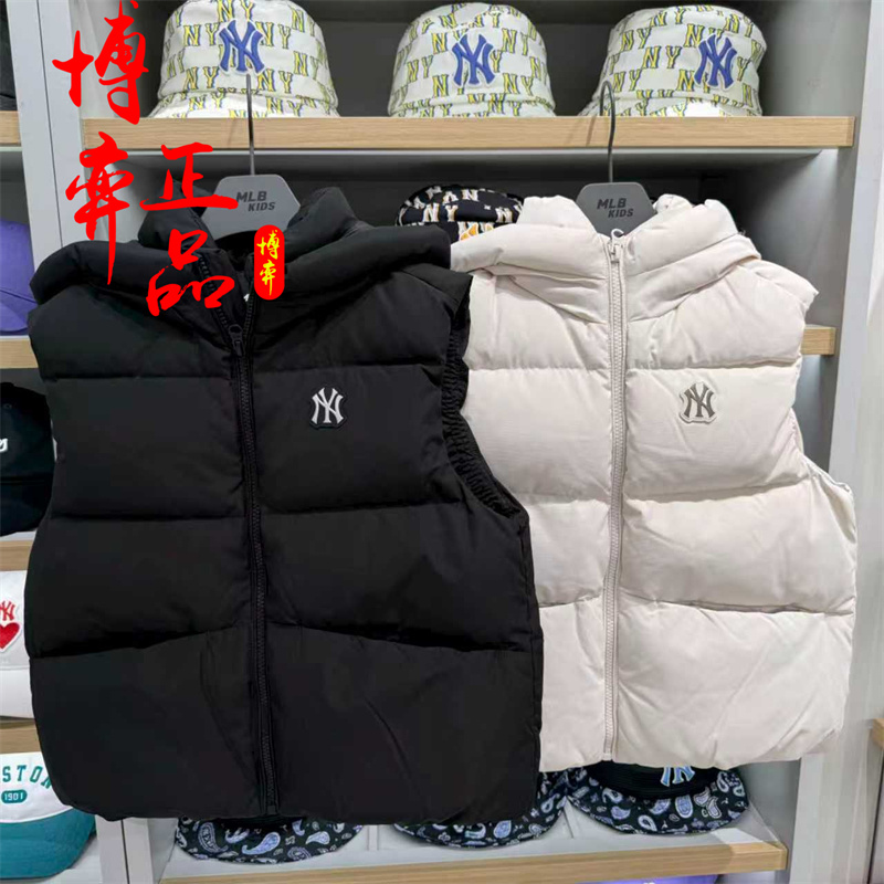 MLB儿童25冬新男女童时尚后背发热内衬鸭绒连帽羽绒马甲7ADVB0456