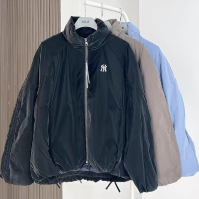 MLB25冬新款女款时尚高级感抽褶哑光亮面短款显瘦羽绒服3FDJB0856