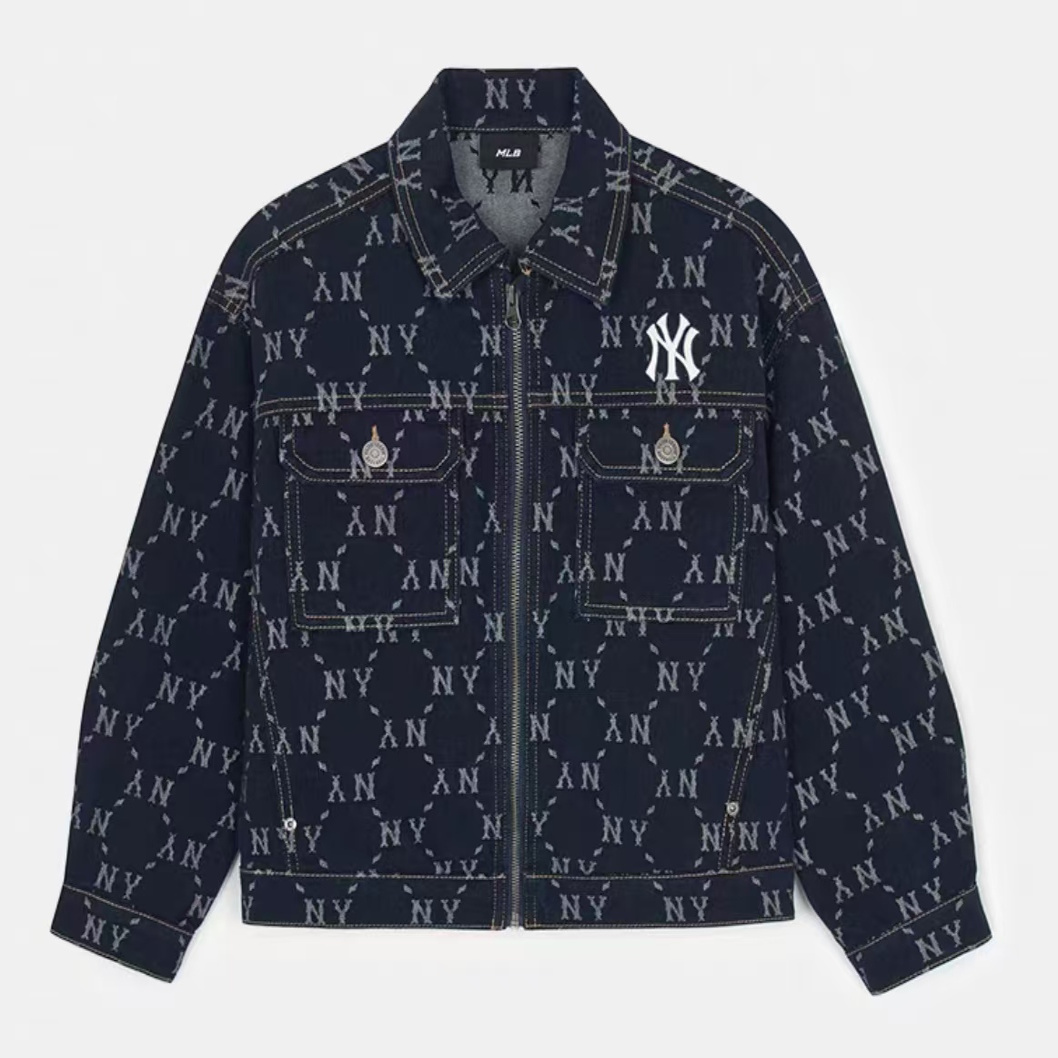 MLB儿童26春季新款男女童复古潮奢刺绣钻石老花牛仔外套7ADKM0261
