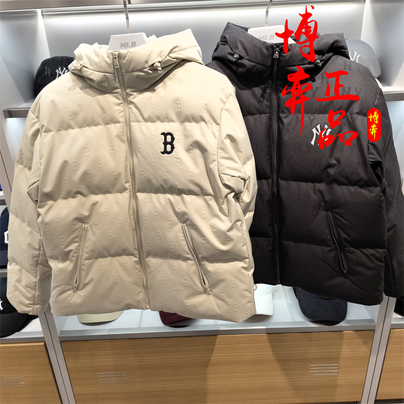 MLB25冬季新款男女情侣满印老花短款时尚保暖羽绒服外套3ADJM0856