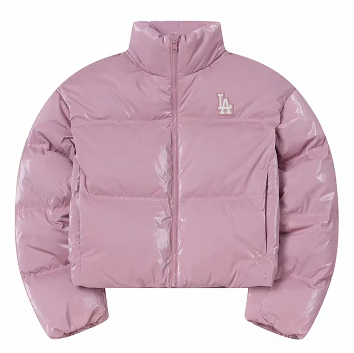 MLB25新款女款羽绒服NY亮面立领短款面包服运动棉羽外套3FDJB0556