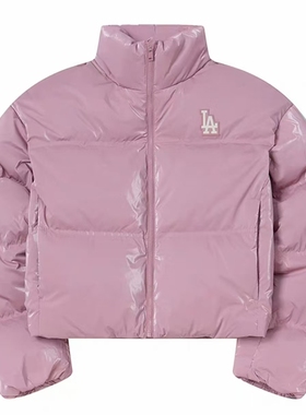 MLB25新款女款羽绒服NY亮面立领短款面包服运动棉羽外套3FDJB0556