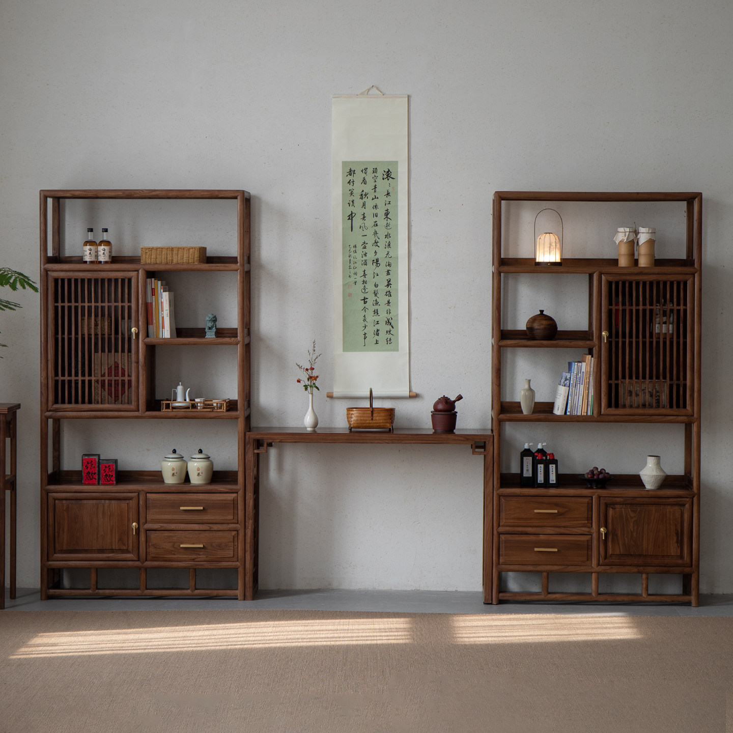 清隐新中式黑胡桃木博古架茶柜置物架宋式美学茶具收纳柜展示柜,住宅家具,多宝格/博古架,淘宝优惠券,粉丝福利购,淘宝优惠卷