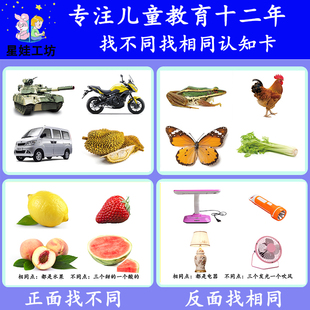 找不同分类自闭症孤独症 语言认知学习卡 训练卡片 教学卡片教具