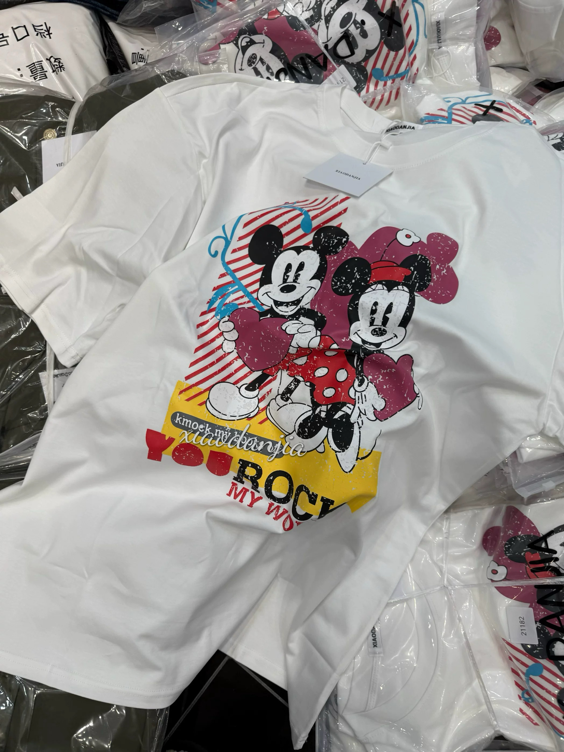 2025早春清仓不退不换设计卡通米奇短袖棉体恤休闲上衣大版长t女