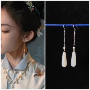 玉茗茶骨娜扎荣善宝同款耳环玛瑙大水滴新中式旗袍明制汉服配饰品