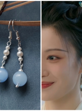 柳舟记同款耳环柳眠棠王楚然同款耳坠耳饰品琉璃短款旗袍配饰品