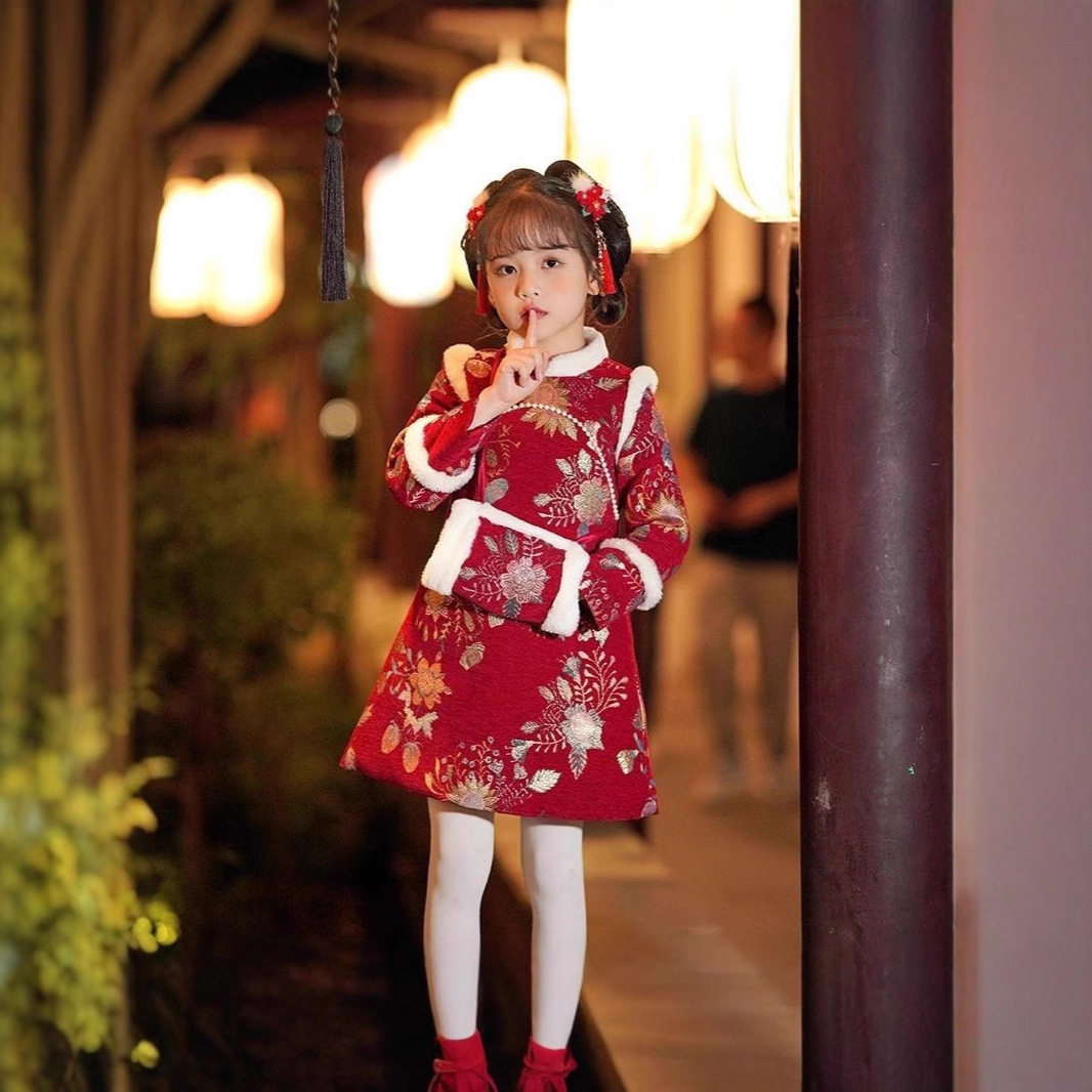 女童拜年服汉服冬款加绒加厚中国风过年服唐装儿童旗袍女宝连衣裙,童装/婴儿装/亲子装,旗袍,淘宝优惠券,粉丝福利购,淘宝优惠卷