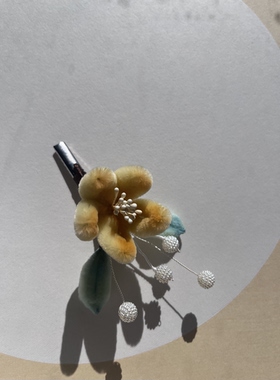 非遗古风绒花珍珠球发夹
