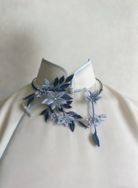 原创纯手工非遗缠花项圈 蓝紫色汉服旗袍绝配日常穿搭