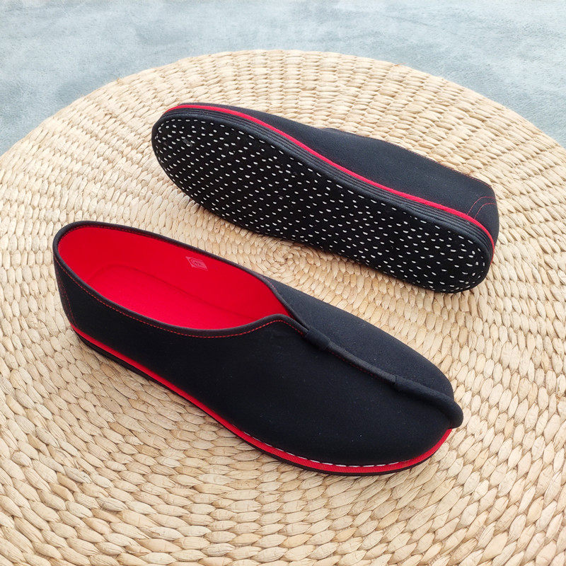 老北京千层底布鞋古风禅意居士茶人休闲鞋汉服透气黑色底手工男鞋