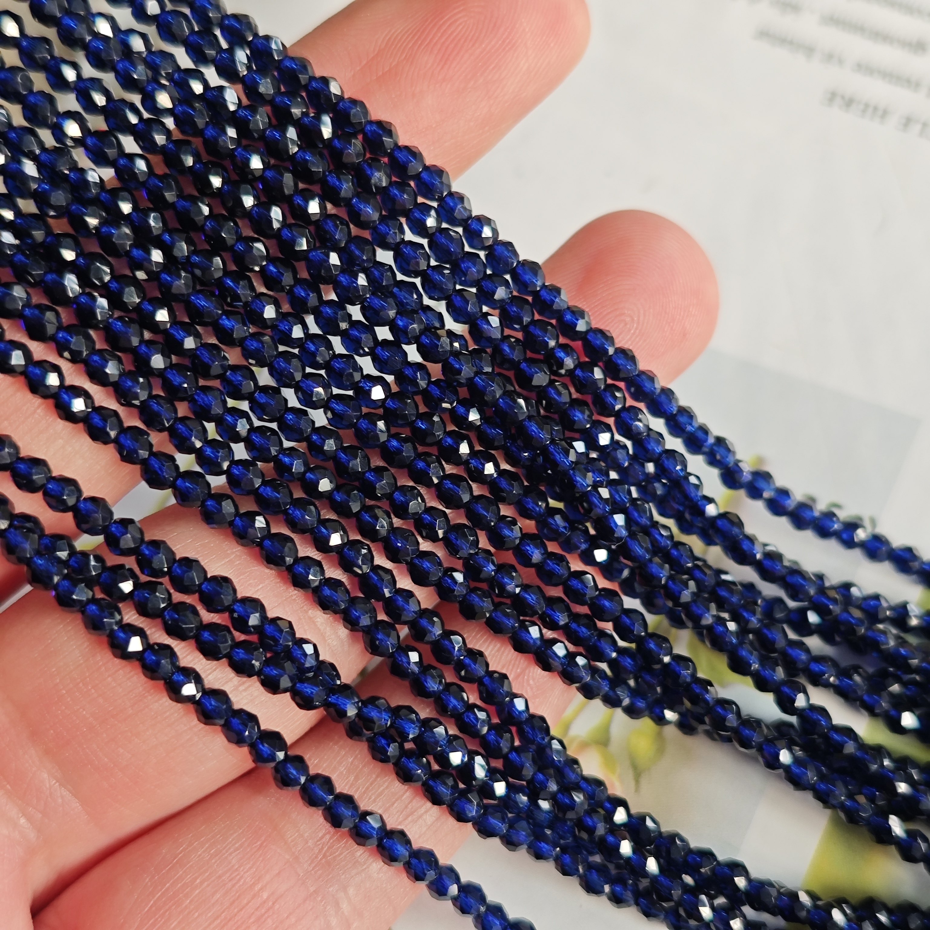 墨蓝色尖晶石散珠半成品刻面圆珠diy手链项链饰品配件切面珠子