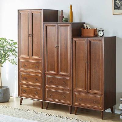 全实木衣柜儿童储物柜中式客厅收纳衣柜家用卧室小户型衣橱小型