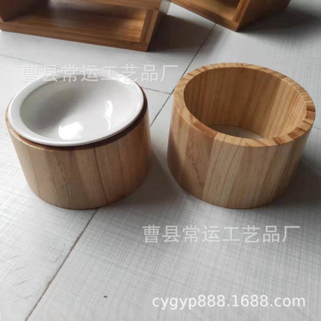 木制宠物实木双碗猫咪护颈陶瓷单碗狗狗狗碗猫碗食盆家用简约用品