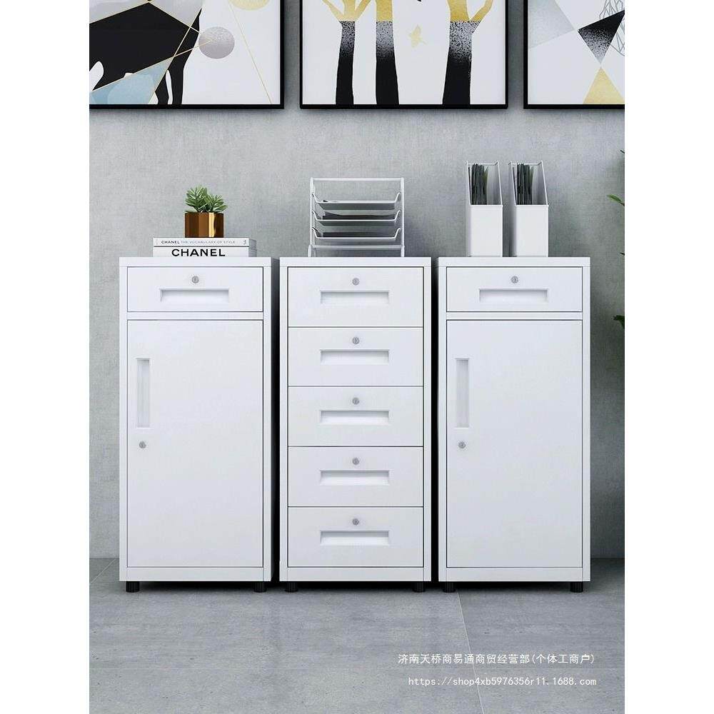 办公室带锁文件资料小柜子黑色移动矮柜办公桌下储物抽屉式收纳柜