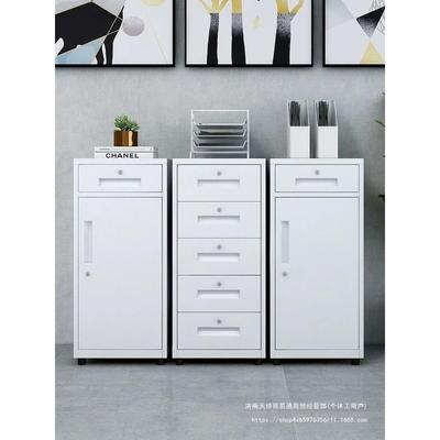 办公室带锁文件资料小柜子黑色移动矮柜办公桌下储物抽屉式收纳柜