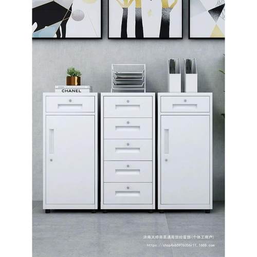 办公室带锁文件资料小柜子黑色移动矮柜办公桌下储物抽屉式收纳柜