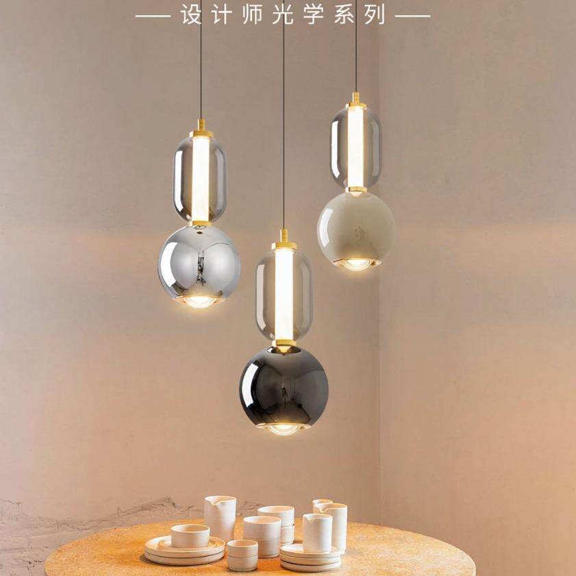 新款卧室床头吊灯现代简约玻璃客厅背景墙设计师玄关轻奢升降吊灯