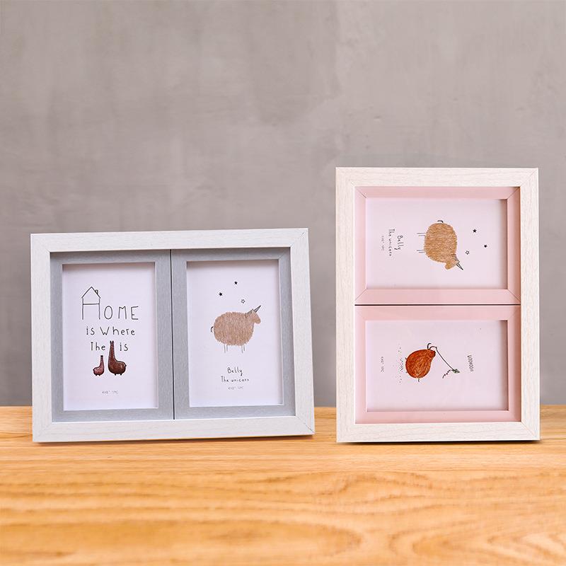 韩版连体相框摆台婚纱照宝宝影楼挂墙6寸7寸照片组合文艺像框画框