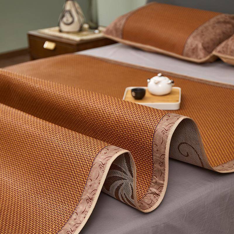 严选夏季藤席双面凉席家用1.5米1.8m可折叠三件套学生宿舍席