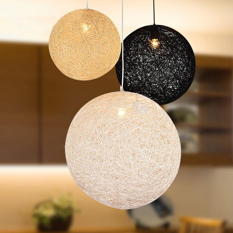 创意个性咖啡厅吧台餐厅吊灯简约现代麻球编织藤艺艺术鸟巢吊灯