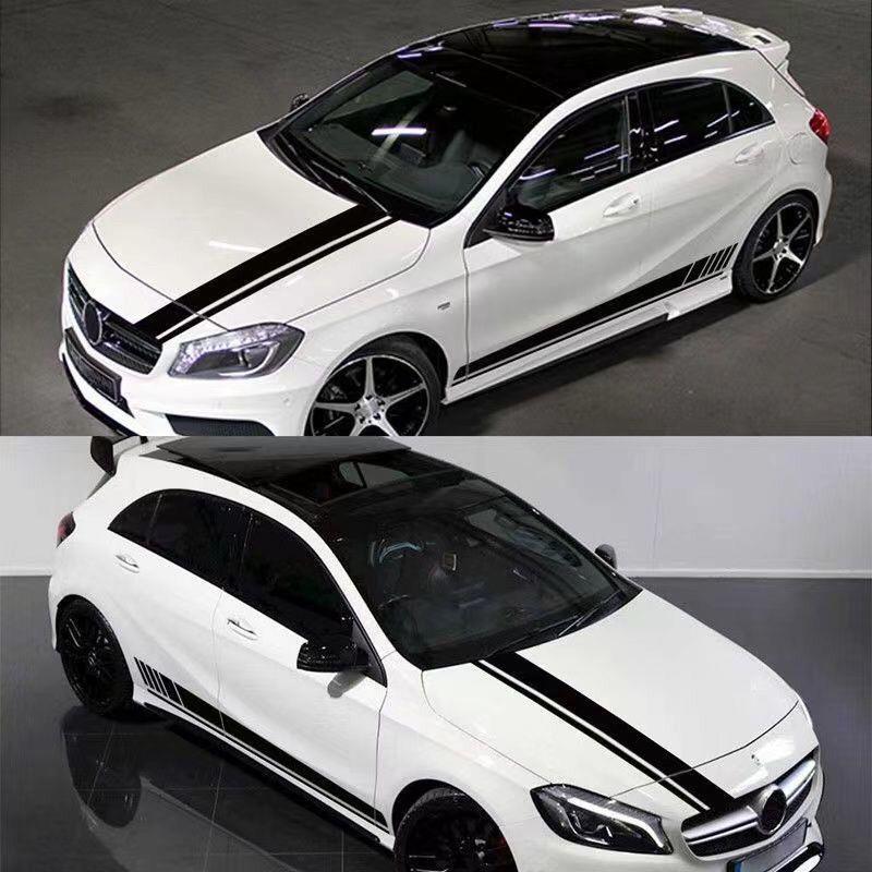 汽车车身引擎盖贴纸拉花装饰划痕遮挡贴膜刮痕机盖全车改装条贴画