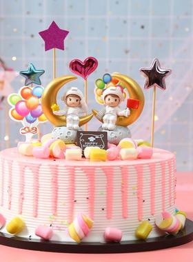 创意烘焙蛋糕装饰航天飞行员生日插牌插件客厅卧室书桌电脑桌摆件