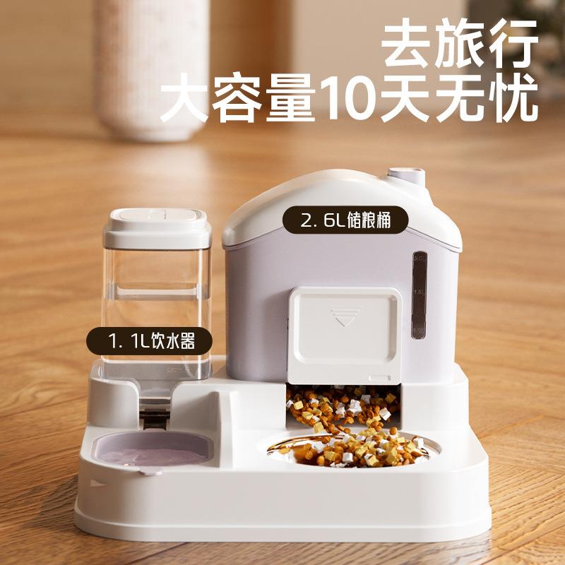 猫碗猫食盆雪屋自动喂食饮水器一体防打翻宠物猫咪小狗狗饭碗双碗