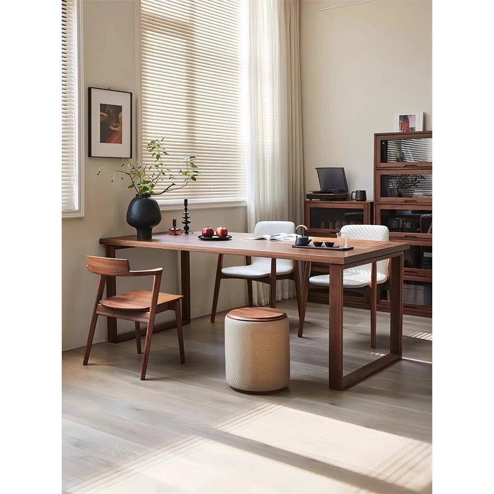 2I北美黑胡桃莫比恩纯实木大板餐饭桌椅樱桃木日式长方形书桌家用