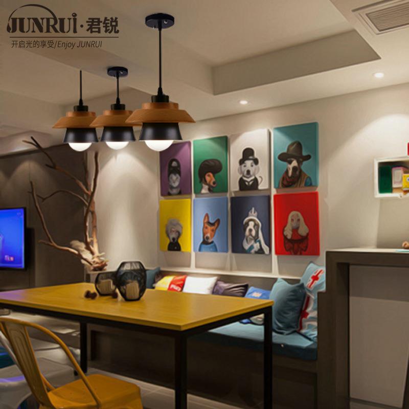创意个性现代简约餐厅吧台咖啡厅单头实木小吊灯餐吊灯