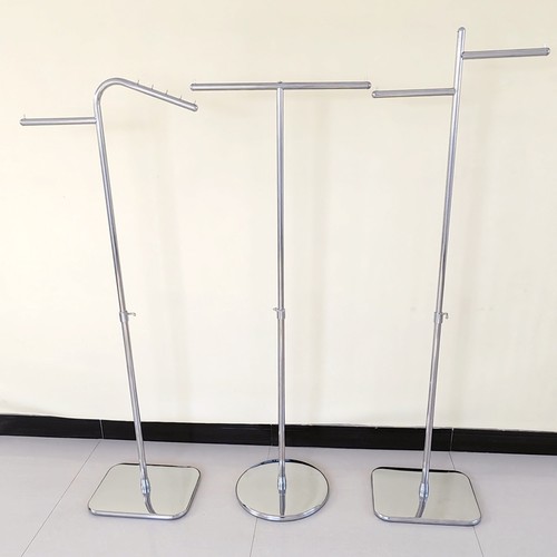 服装店橱窗展示架正挂双臂可调节挂衣架不锈钢镜面衣帽架套装衣架