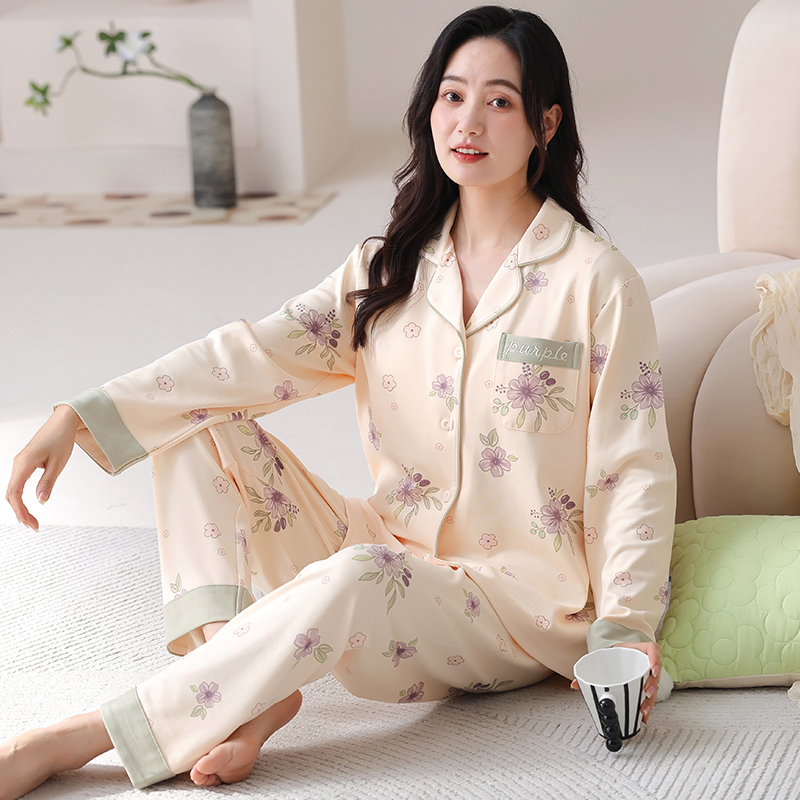 妈妈睡衣女春秋款纯棉长袖2025年新款秋冬大码薄款宽松开衫家居服