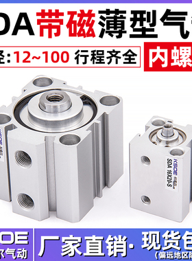 SDA带磁薄型气缸SDAS50/63X80*100*5X10X15X20X25X30X40X60/70-S