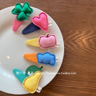 2025新款韩国东南大门pom女儿童发饰立体水果爱心布艺BB发夹皮筋