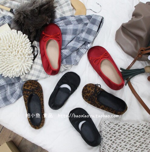 女童复古蝴蝶结皮绒单鞋小皮鞋子