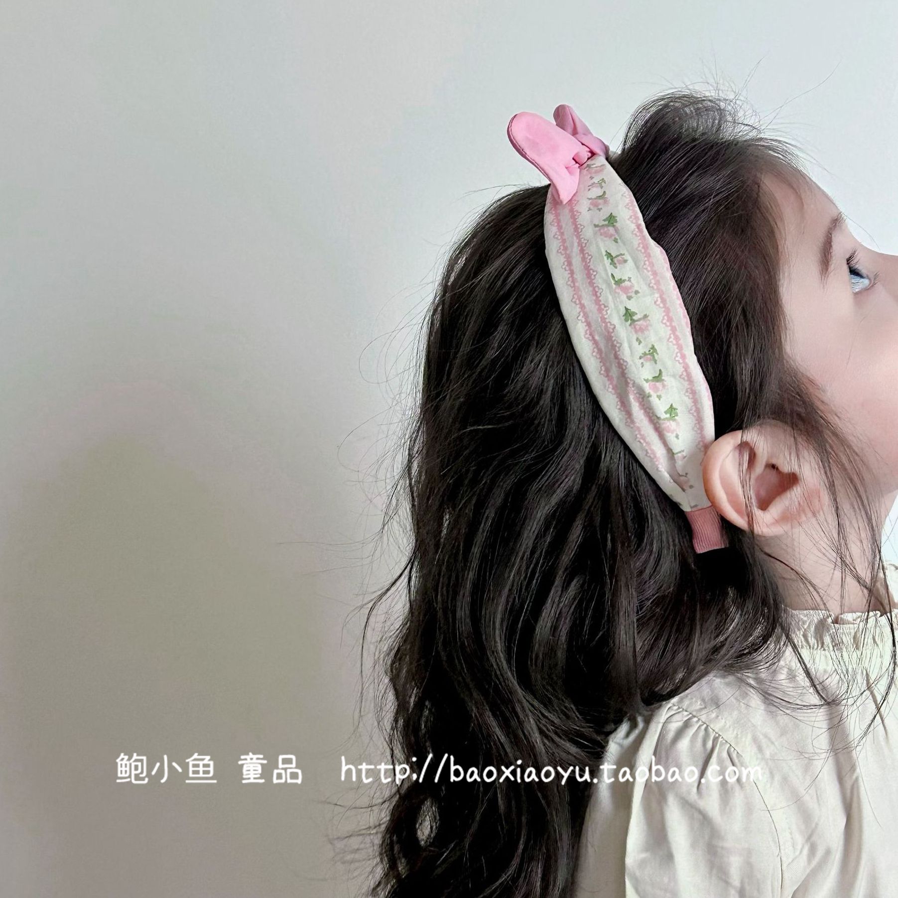 2026秋款韩国东南大门pom女儿童发饰甜美碎花蝴蝶结布艺发箍头箍